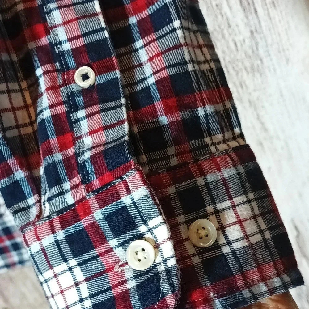 Tommy Hilfiger men's plaid flannel cotton/elastin classic fit button down medium - Picture 9 of 14